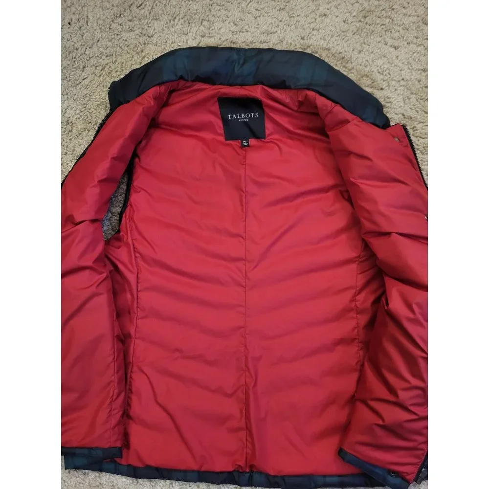 Talbots Tartan Green Blue Plaid Duck Down Filled Puffer Vest, MP, Medium… - Picture 5 of 7